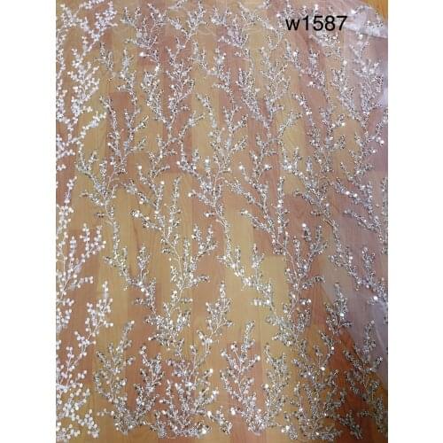 African Net Lace Havry Embroidered Beaded Lace Fabric with Sequins For Wedding dress 10 yards/Lot