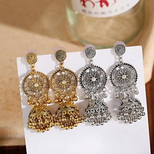 Bohemian Gypsy Jewelry Ethnic Gold Color Flower Earrings Accessories Oxidized Vintage Beads Ladies Earrings