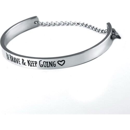 Engraved Be brave and keep going bracelet for loves Inspirational Bracelet Men and Women Arrow Bracelets Wedding Gift