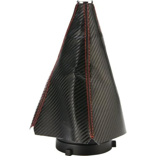1pcs Shift Boot Cover Gaiter Universal Carbon Fiber Manual Gear Shift Knob Boot Cover Gaiter Red Stitch Black + Red Stitch Line
