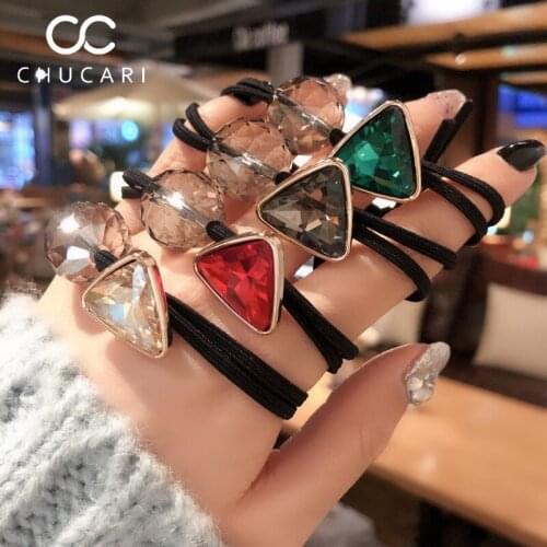 CHUCARI Simple Girl Triangle Crystal Rubber Band Gum Ponytail Holder Candy Elastic Hair Bands Fashion Hair Accessories Headpiece