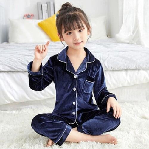 Kids Christmas Coral Velvet Pyjamas Set Pajamas For Girls Winter Warm Flannel Long Sleeved Sleepwear Suit Boys New Year Homewear