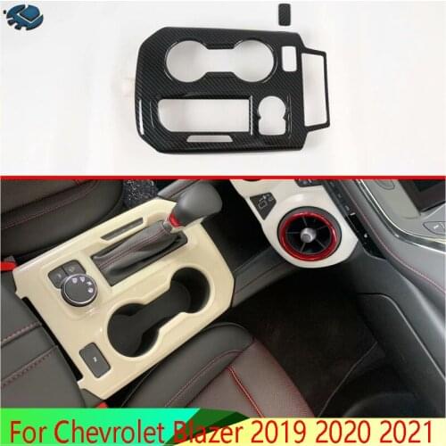 For Chevrolet Blazer 2019 2020 2021 Carbon Fiber Style Gear Shift Panel Center Console Cover Trim Frame Car Styling Sticker