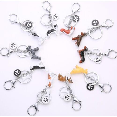 DoreenBeads Cute Dog Pet Memorial Keychain Silver Color Brown Beagle Animal Paw Claw 3D Keyring Women Keyring Jewelry 10cm,1PC