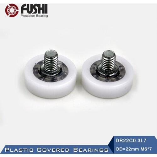 DR22C0.3L7 Screw Pulley Bearing 6*22*7 mm ( 2 PCS ) Doors and Windows Roller Mute Wheel POM 636 M6*7 Plastic Covered Bearings