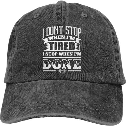 I Don't S When I'm Tired I S When I'm Done Gym Baseball Cap Men Bodybuilding Ripped Muscle Training Caps colors Snapback Caps