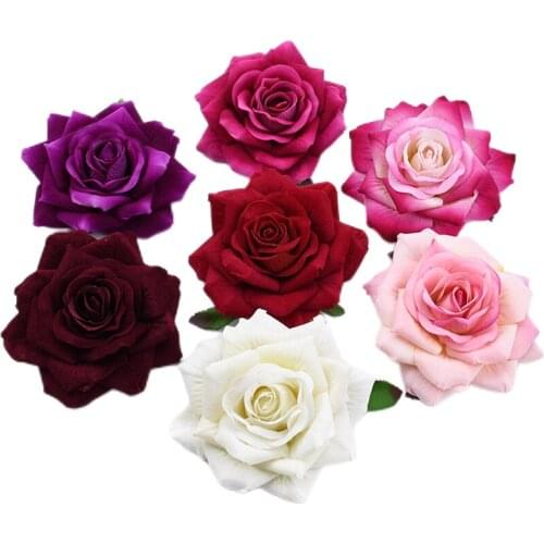 10 Pieces Artificial Flowers Scrapbooking Silk Roses Heads Home Decoration Accessories Household Products Wedding Brooch A Cap