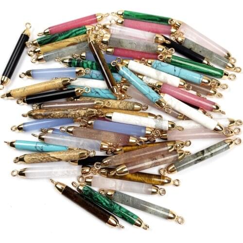 Natural Stone Turquoises labradorite pendant Double hole connector for Jewelry Making DIY Charms Necklace Bracelet Accessories