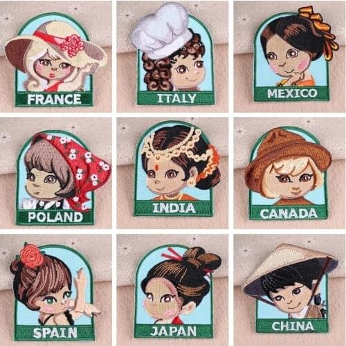 Fashion Little Girl Lady Bride Patches Iron On Stickers Appliques DIY Embroidered Decor Clothes Sticker Cartoon Character Badges