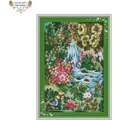 Joy Sunday F854 Free Shipping 14CT 11CT Counted and Stamped Home Decor Stream Needlepoints Embroidery DIY Cross Stitch Kits