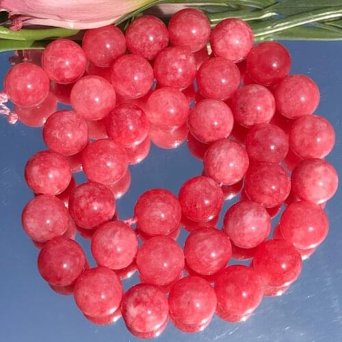 Natural Stone Rhodochrosite Chalcedony Beads Round Loose Spacer Beads For Jewelry Making DIY Bracelet 6/8/10/12MM 15"Inches