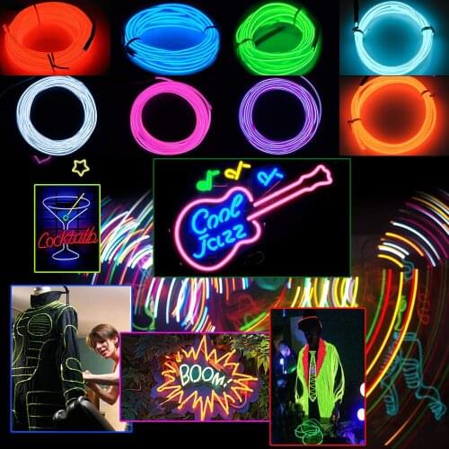 Halloween Party EL Wire Neon Lights Christmas Laser Light Dance EL Lights 1/2/3/4/5M 10 Colors AABattery DIY Decor for home D30