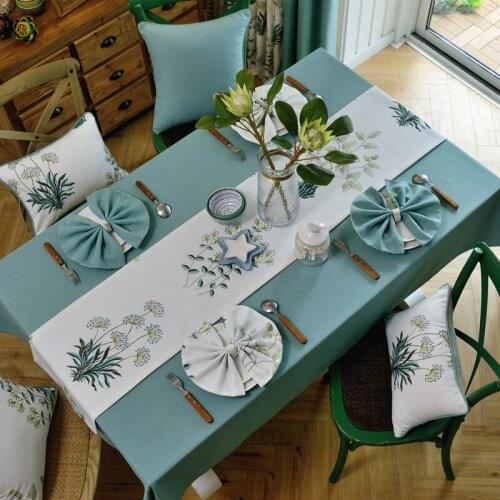 New Fashion Simple American pastoral style blue Dandelion Flower pattern Double runner table runner Table flag