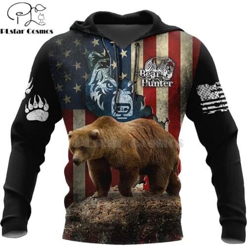 PLstar Cosmos bear Hunting 3D Printed Hoodies/Sweatshirt/Zipper Hoodies Men Women big black bear Bow Hunter Streetwear 01