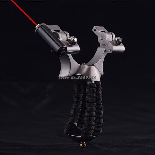 Flat Leather Slingshot High Precision Hunting Slingshot Outdoor Shooting Competitive Slingshot Laser Aiming Slingshot