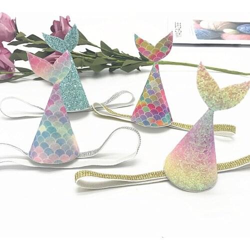 60pcs/lot DIY Simple Multi Fabrics Mermaid Fishtail Head Bands Baby Paillette HeadBands Hair Styling Tools Accessory HA1013