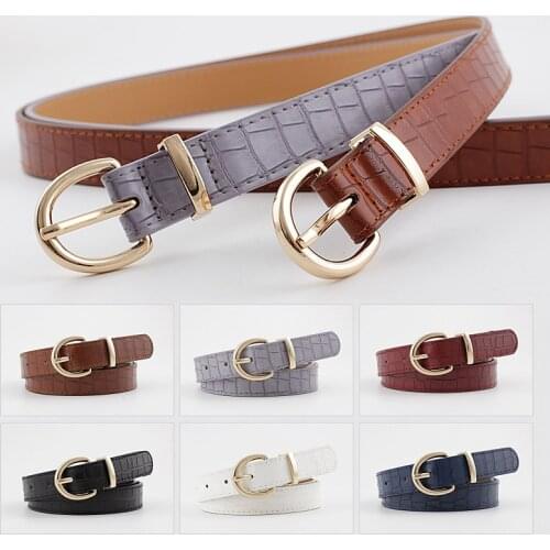 2020 NEW Womens Crocodile skin golden pin buckle Belt PU Leather Artificial leather Jeans belt coat and dress waistband