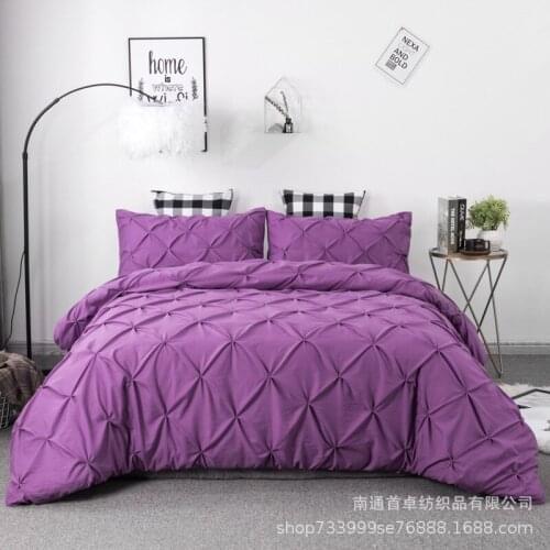 Luxury Solid Pinch Pleat Bedding Set Super Soft Duvet With Pillowcases Comforter Bedding Sets Queen King Size Bed Cover Set