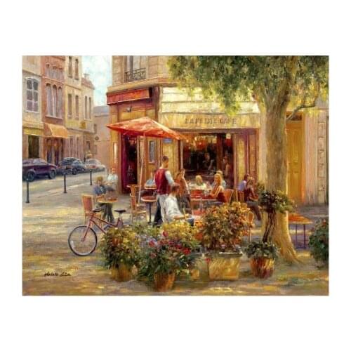 Street shop view Oil Painting scenery Cross Stitch Kits Needlework Embroidery Crafts 14ct Unprinted DIY Arts Handmade Home Decor
