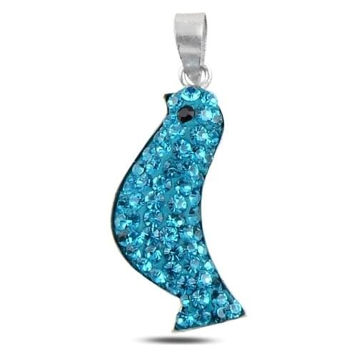 Silver 925 Sterling Bird Crystal Gemstone Pendant