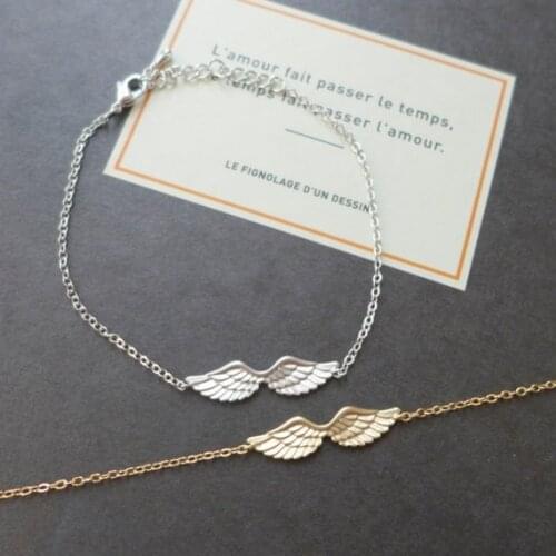 Shuangshuo Vintage Angel Wings Charm Bracelet Guardian Angel Bracelets Bangles Angel Wing Fashion Jewelry pulsera hombre SL016