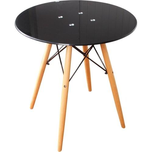 Glass Round Table Toughened Economy Simple Talk Table Modern Fashion Wooden Legs Household Dining Table Economical Student Table