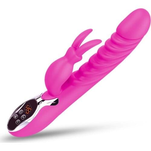 USB Charging12 Frequency Dual Vibration Stimulate The Clitoris G Degree Intelligent Heating Function Double Head Rabbit Vibrator