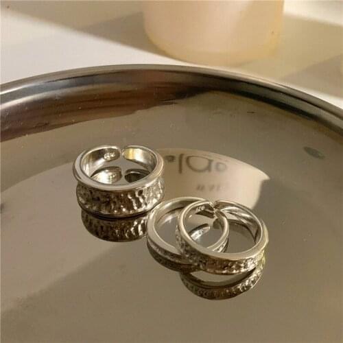 Retro Concave-Convex Irregular Open Ring Temperament Simple Fashion Jewelry For Women Feature Namour Charm Gift All Seasons