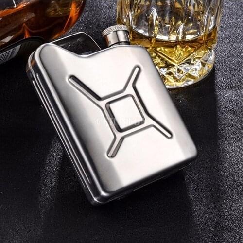 100Pcs/Lot Silver Portable 5oz Gasoline Bucket Shape Party Bar Alcohol Drinkware Hip Flask With Funnel Liquor Bottle