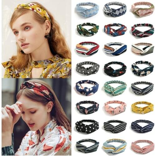 2021 Fashion Women Summer Style Headband Bohemian Girl Cross Turban Bandage Bandanas Hairbands Hair Accessories scrunchie nnatbe