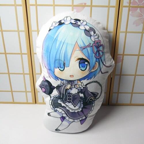Anime Re:Zero Rem Cosplay Short Plush Doll Throw Pillow Stuffed Cushion Two Side Home Decor Collection Cartoon Birthday Gifts