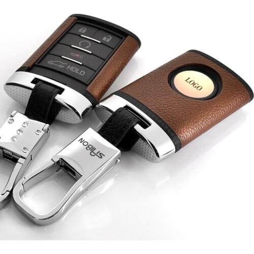 Top Layer Leather+ABS key Cover key shell CAR key case key Cover For Cadillac CTS XTS ATS XLS SRX Keychain Accessories