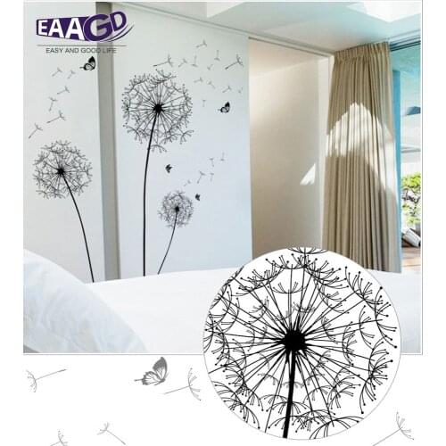 Black Dandelion Kids Wall Decals Wall Stickers Removable Wall Stickers for Kids Nursery Bedroom Living Room