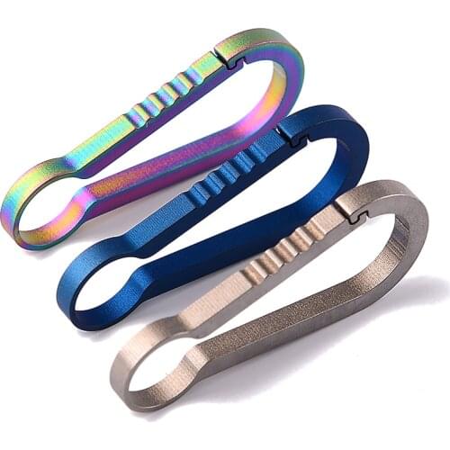 EDC Titanium Elastic Pressure Button Keychain Backpack Buckle Mini Hanging Buckle Titanium Ring Hanging Key Ring Camping Outdoor