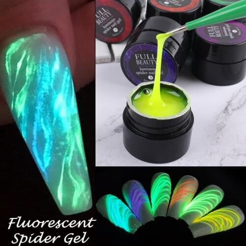 5ml Fluorescent Nail Spider Gel Wire Line Drawing Painting Polish Glow In Dark UV Gel Neon Effect Silk Creative Manicure SA1840