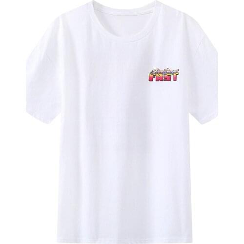 Oversize Girls Soft Cotton O Neck T-shirt 2021 Summer Fashion Ladies Office Loose Women Fast Furious Print Top