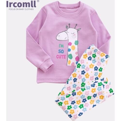 Ircomll 2021 2pcs Kids Sleepwear Girl Boy Sets Children Pajama Sets Long Sleeves Top+Pants Sleepwear Clothing For Girls Homewea