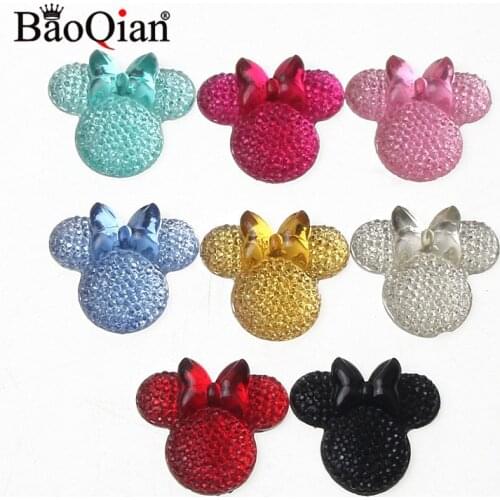 20pcs Mixed Shiny Bling Minnie Resin Crafts Embellishment Flatback Cabochon DIY Mobile Phone Scrapbooking Decoration 26x28mm