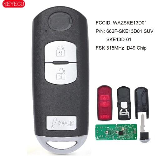 KEYECU Smart Remote Key 3 Button Fob FSK 315MHz ID49 Chip for Mazda CX-3 CX-5 Speed 3 FCC: SKE13D01