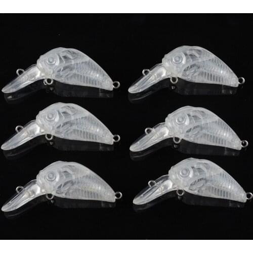 50pcs 6cm 6.6g Unpainted Swimbait DIY Fishing Lure Crankbaits Minnow Swimbait Bass
