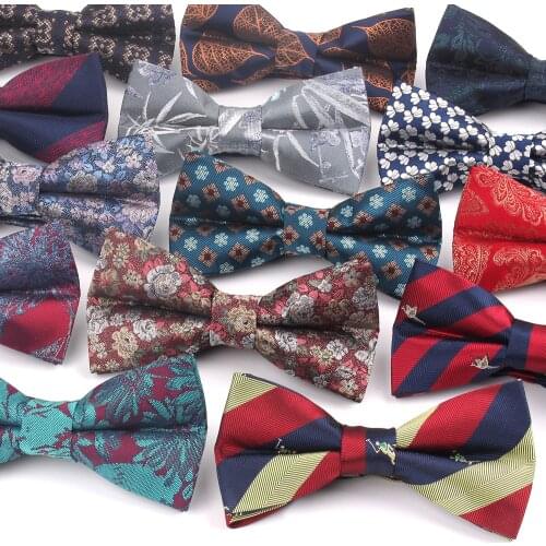 New Striped Mens Bow Tie Jacquard Woven Bowtie For Men Business Wedding Adult Floral Bow Ties Butterfly Suits Cravats Bowties