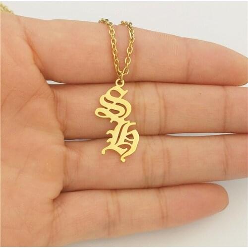 Custom Name Pendant Necklace Stainless Steel Personalized Jewelry Gold Chain Old English Collares Best Friend Gift