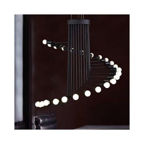 Nordic Retro Wrought Iron Industrial Chandelier Modern Art Stairs Spiral Shape Pendant Lamps for Cafe Bar restaurant living room