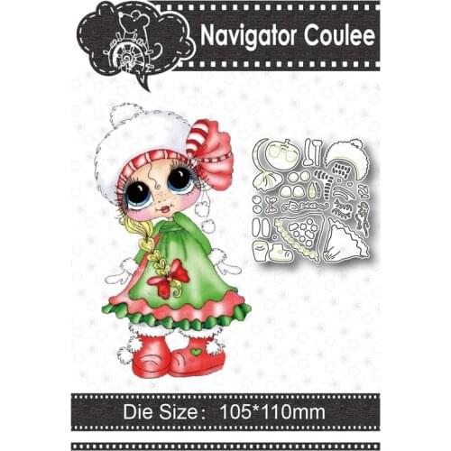 Christmas metal cutting mold cute girl died of scrapbook layered drawing craft supplies decoration stamp stamping 2021