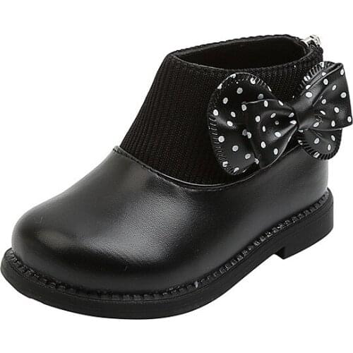 CMSOLO Kids Shoes Boots Snow New Fashion Girls Cute Soft Leather Shoes Winter Keep Warm Boots Girl Flat Heels Simple Kid Boot