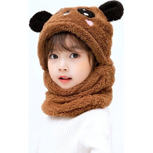 Warm Windproof Ski Cap Winter Panda Baby Bib Hat Cartoon Winter Hats with Earflap Face Cover