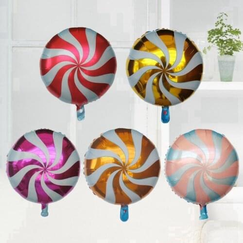 50PCS 18-inch Lollipop Balloon Round Windmill Aluminum Film Balloon Birthday Party Decorated Cartoon Candy Aluminum Foil Balloon