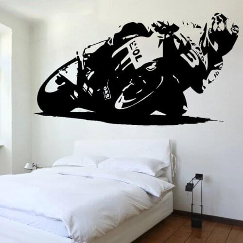 Wall Sticker Motorcycle Motorcyclist Vinyl Decal Kids Boys Bedroom Decor Living Room Decoration Motorsports Wall Art Mural