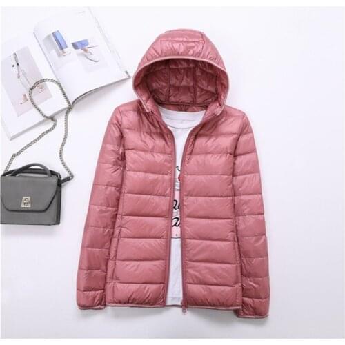 Spring Autumn Nylon Womens Down Jacket Hooded Long Sleeve Cardigan Zipper Plus Size Slim Solid Vogue Casual Down Jacket