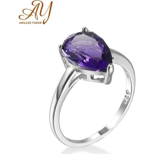 Anillos Yuzuk Exquisite 925 Sterling Sliver Rings For Women For Wedding Luxury Drop-shaped CZ Pouple Anillo Mujer Christmas Gift